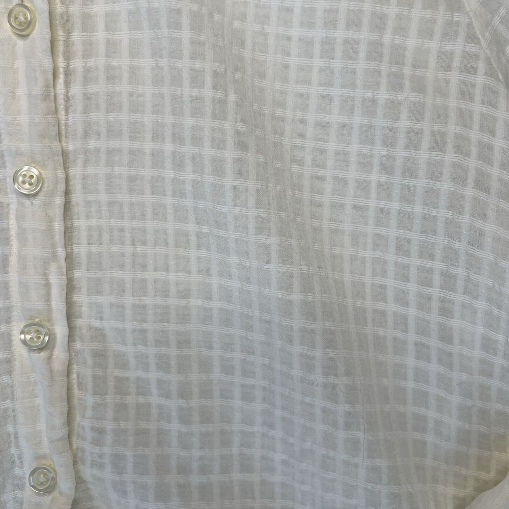 THE GREAT. The‎ Ruffle Oxford Top Beige Dobby Dot Cotton Peplum Blouse Size 0 - Picture 6 of 12